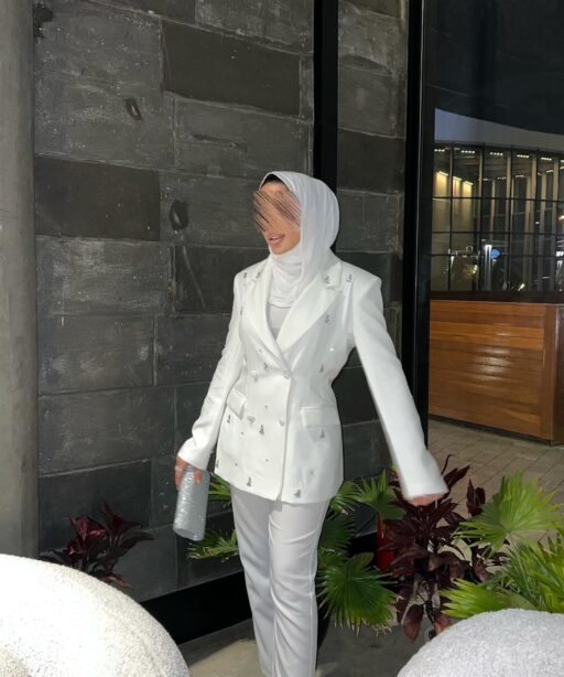 Alternative view of White small crystal blazer