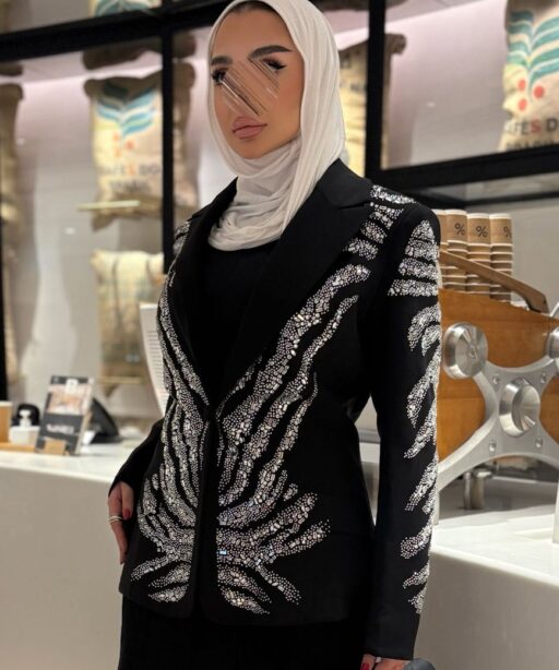 Black crystal-embellished blazer