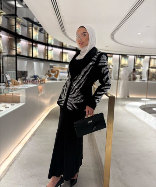 Alternative view of Black crystal-embellished blazer